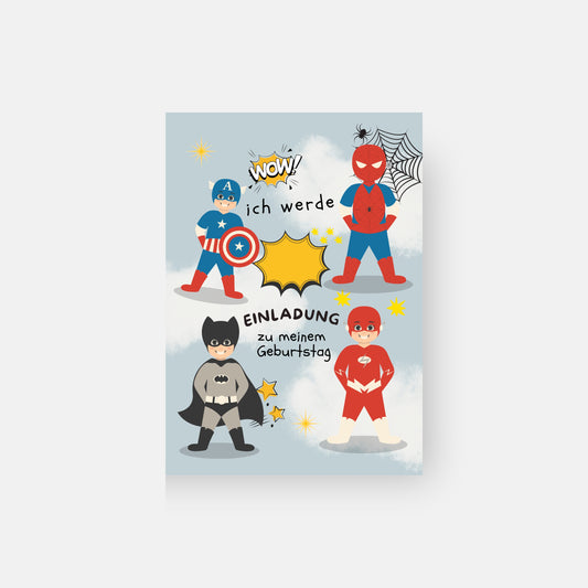 Superhelden Einladungskarten