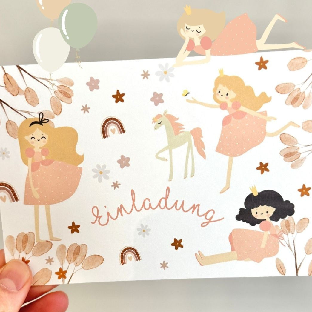 Prinzessin Einladungskarten Set A6