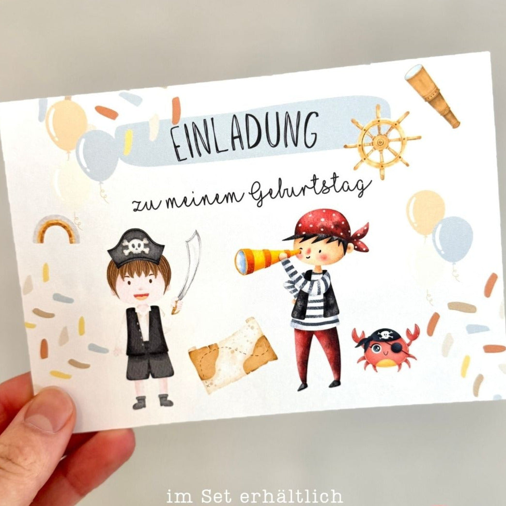Piraten Einladungskarten Set A6