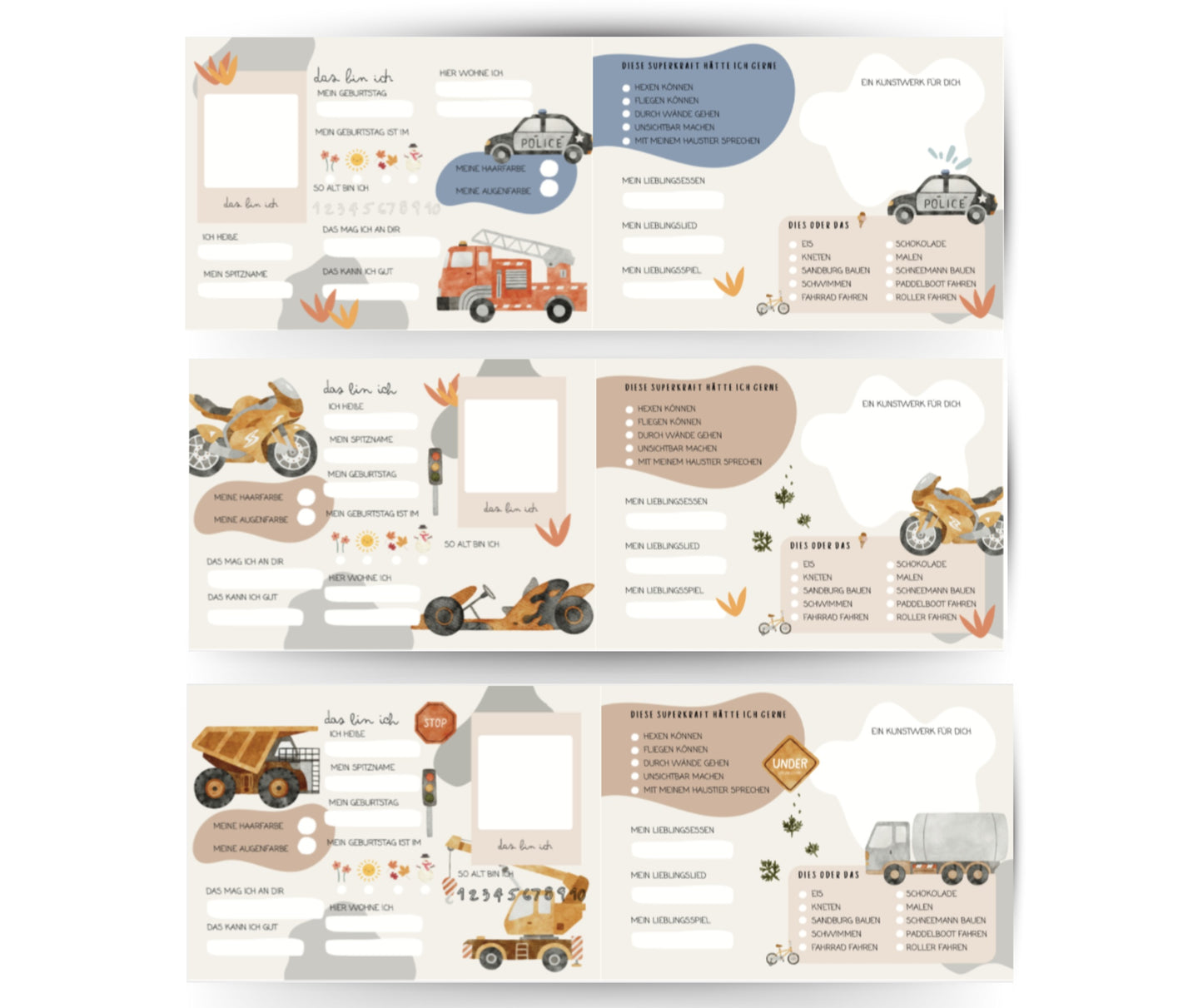 Freundebuch Bagger und Fahrzeuge - Kindergarten A5
