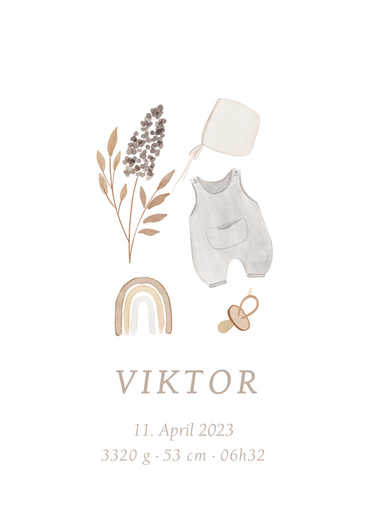 Geburtsposter Boho Rainbow