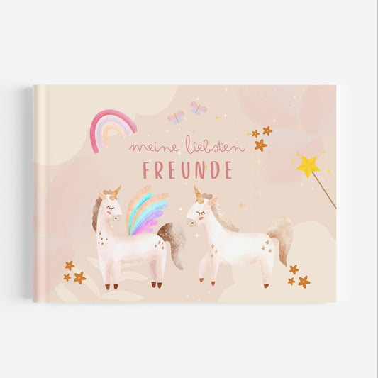 Freundebuch für Mädchen mit Einhornmotiven Kindergarten und Grundschule