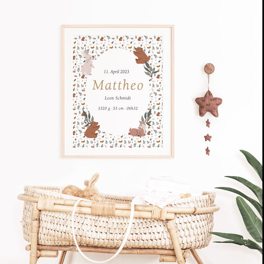 Geburtsposter Waldtiere