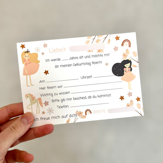 Prinzessin Einladungskarten Set A6