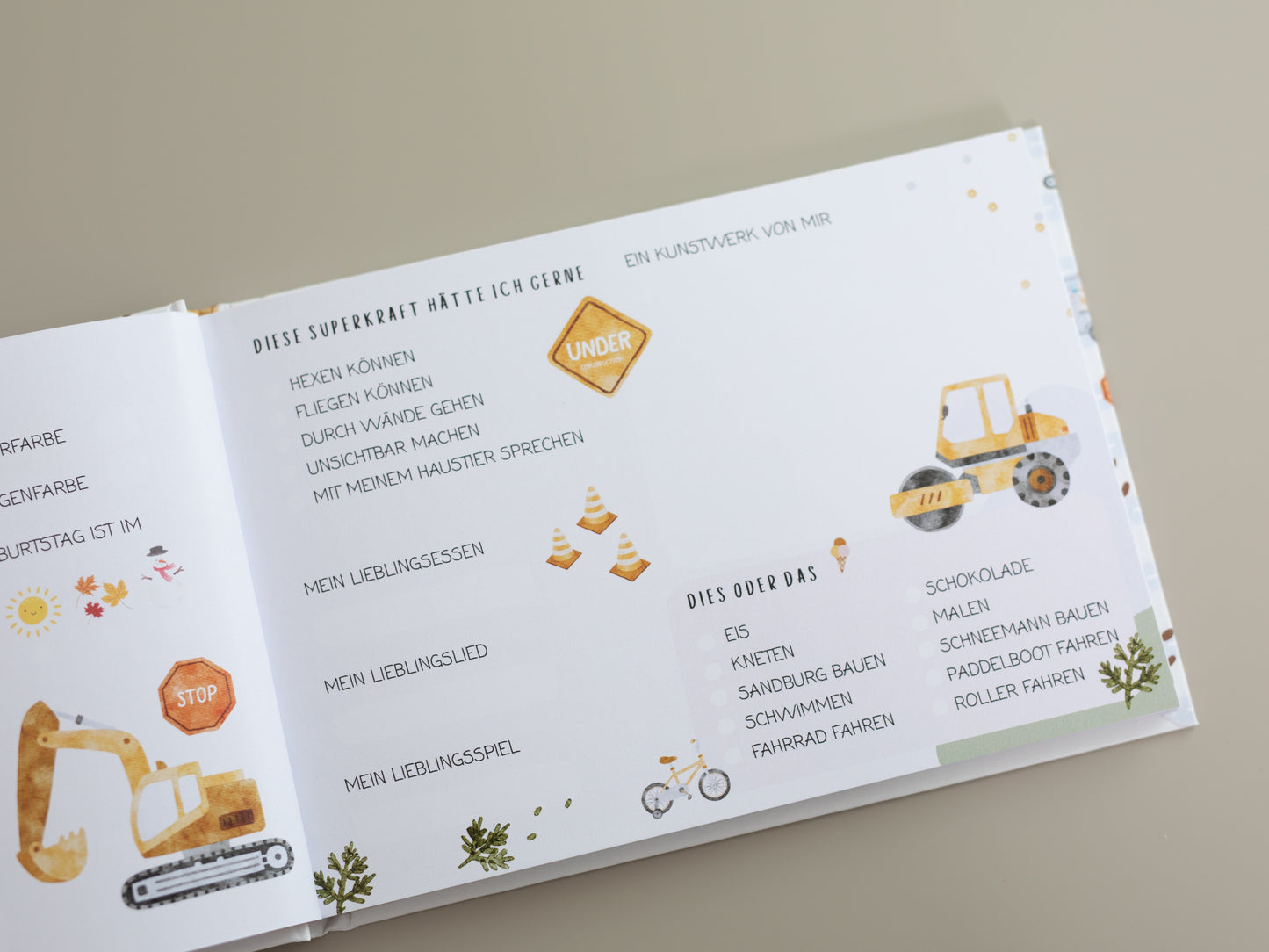 Freundebuch Bagger und Fahrzeuge - Kindergarten A5