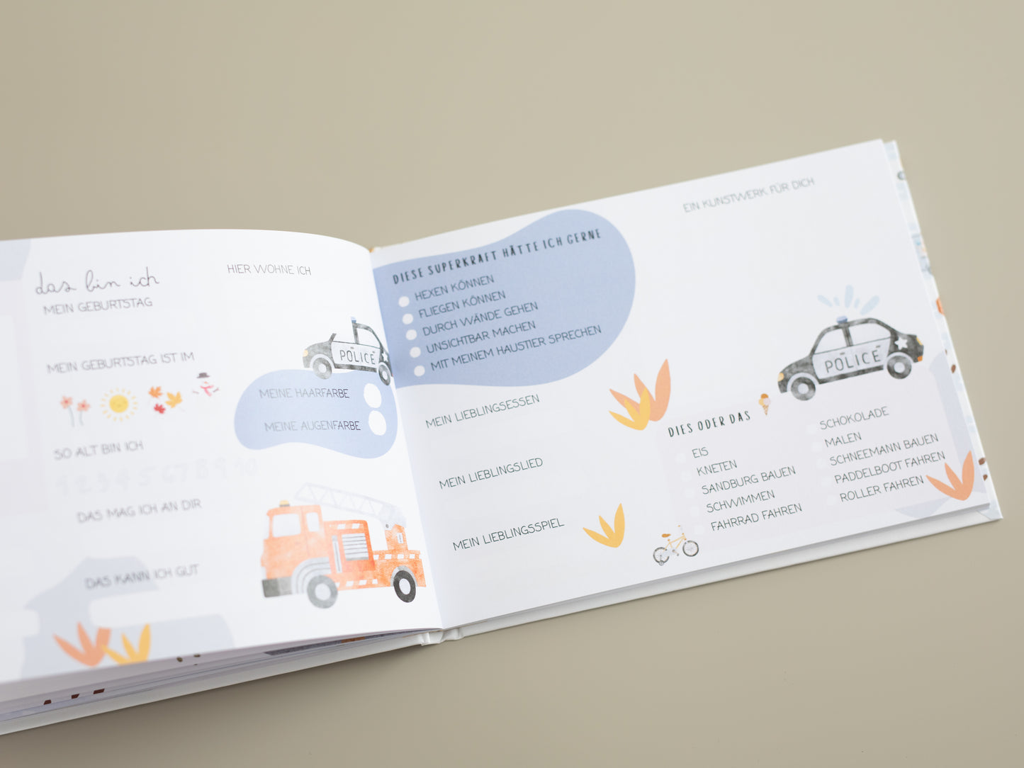 Freundebuch Bagger und Fahrzeuge - Kindergarten A5