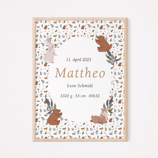 Geburtsposter Waldtiere