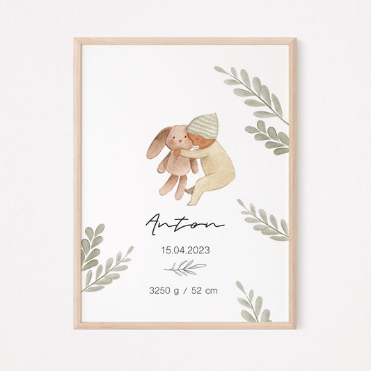 Geburtsposter Baby Junge Personalisiert