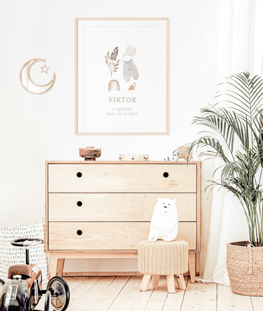 Geburtsposter Boho Rainbow