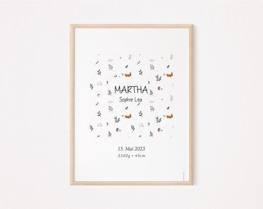Geburtsposter Martha Waldtiere
