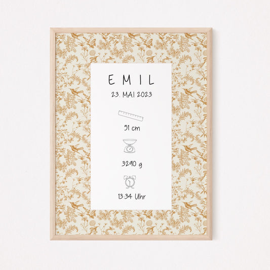 Geburtsposter Baby Junge Personalisiert