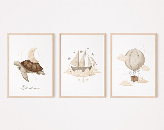 Posterset dreamy turtle personalisierbar
