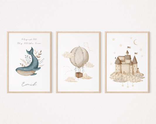 3er Set Poster Wal personalisiert dreamy