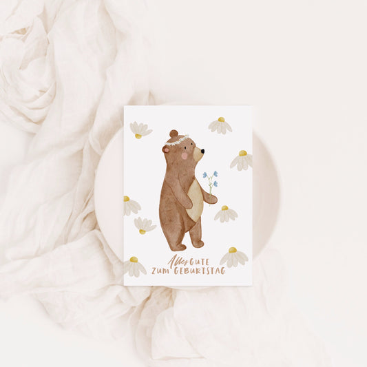 Bärenmädchen Geburtstagskarte Postkarte A6