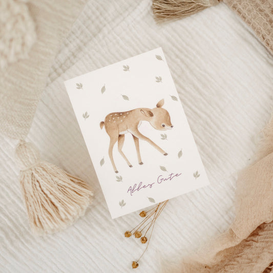 Alles Gute Reh Postkarte A6
