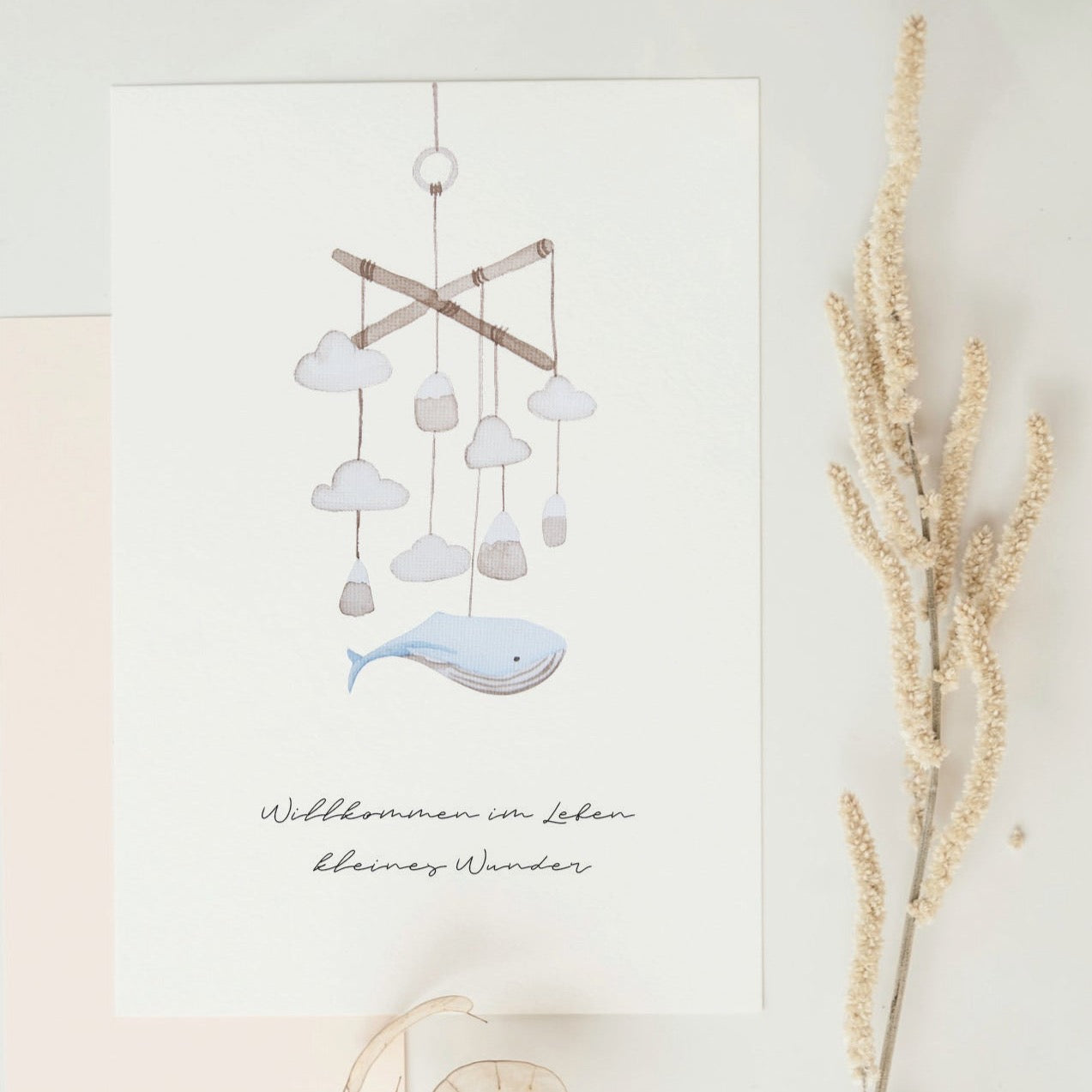 Willkommen im Leben Mobile Wal Postkarte A6