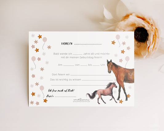 Geburtstagseinladung Pferde A6 Pferdegeburtsag