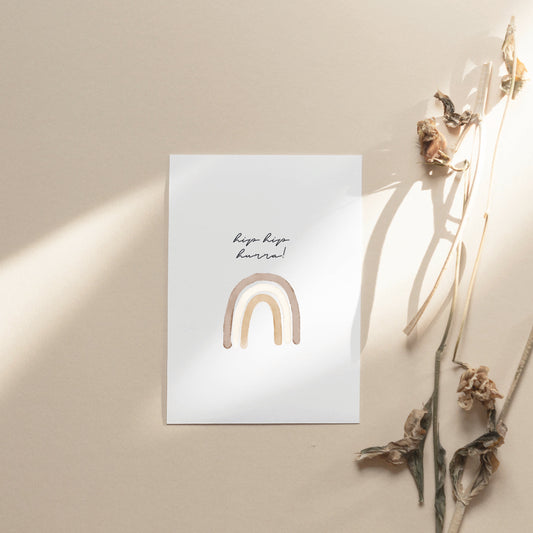 Hip Hip Hurra Regenbogen Postkarte A6