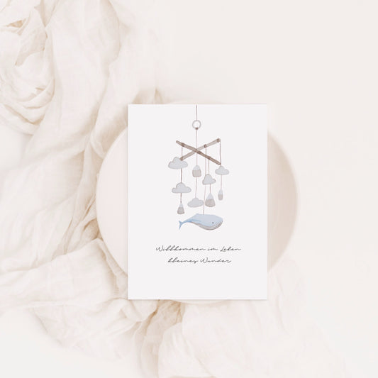 Willkommen im Leben Mobile Wal Postkarte A6