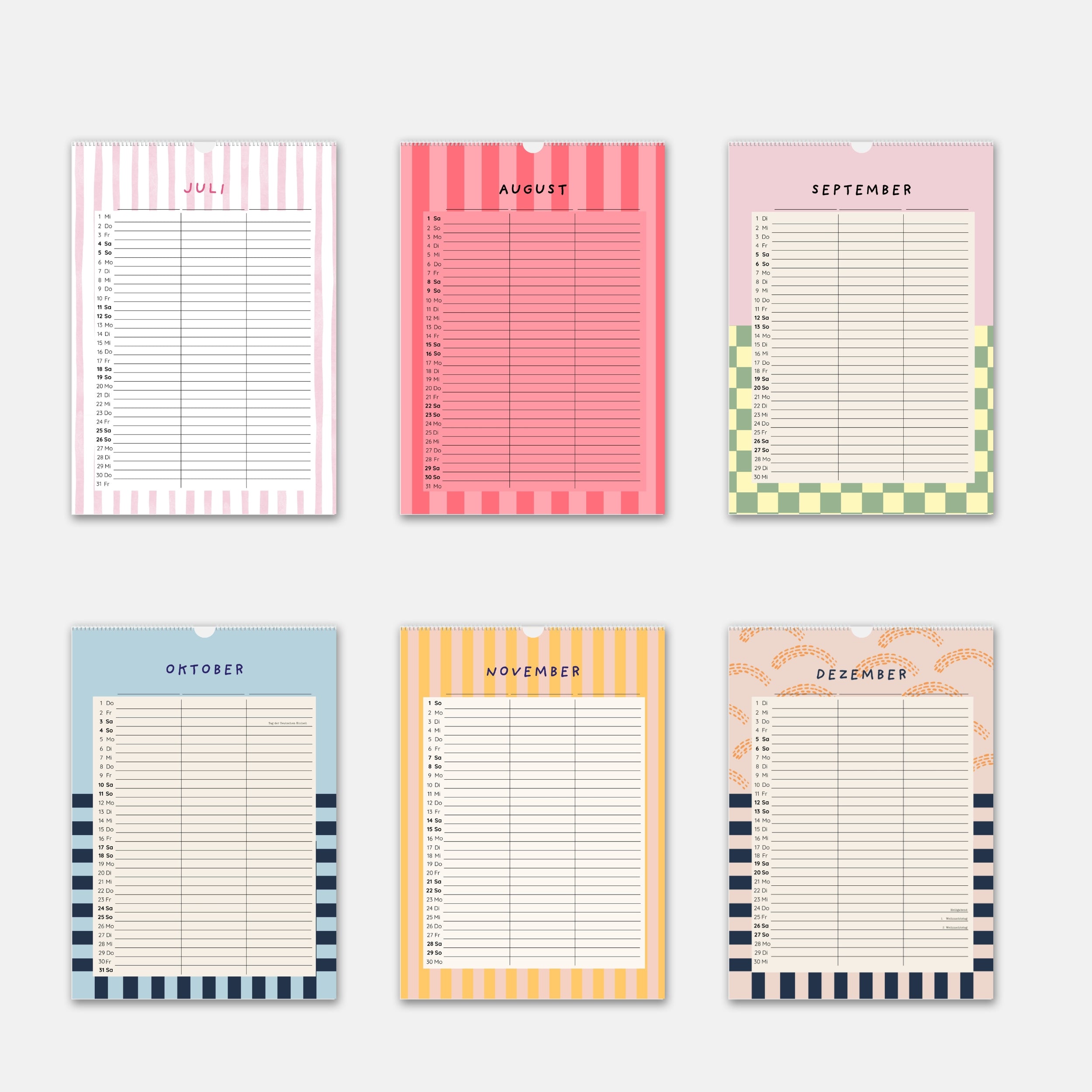 Wandkalender 2026 mit 3 Spalten "Marmeladenglasmomente"