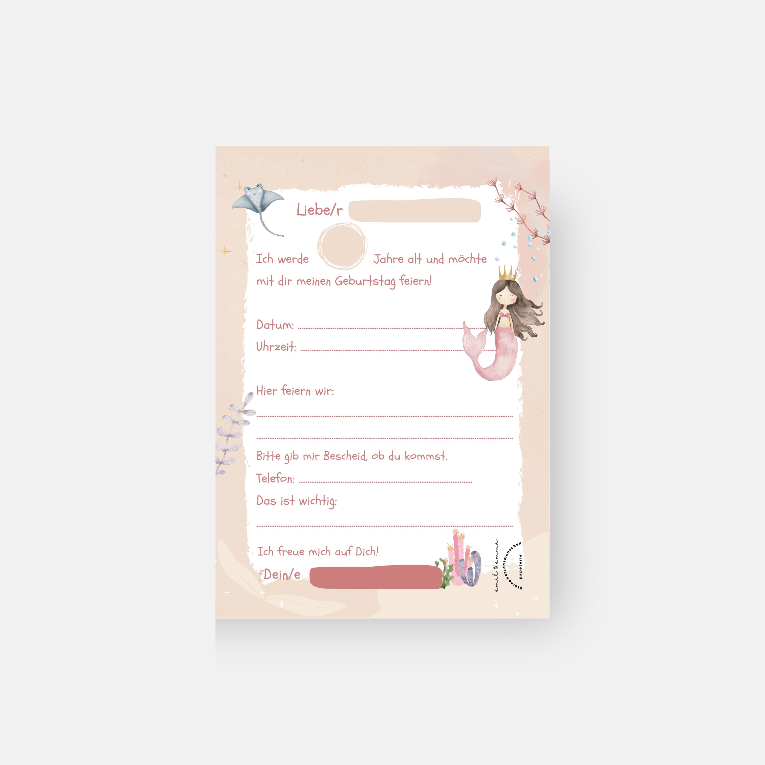 Meerjungfrau Einladungskarten