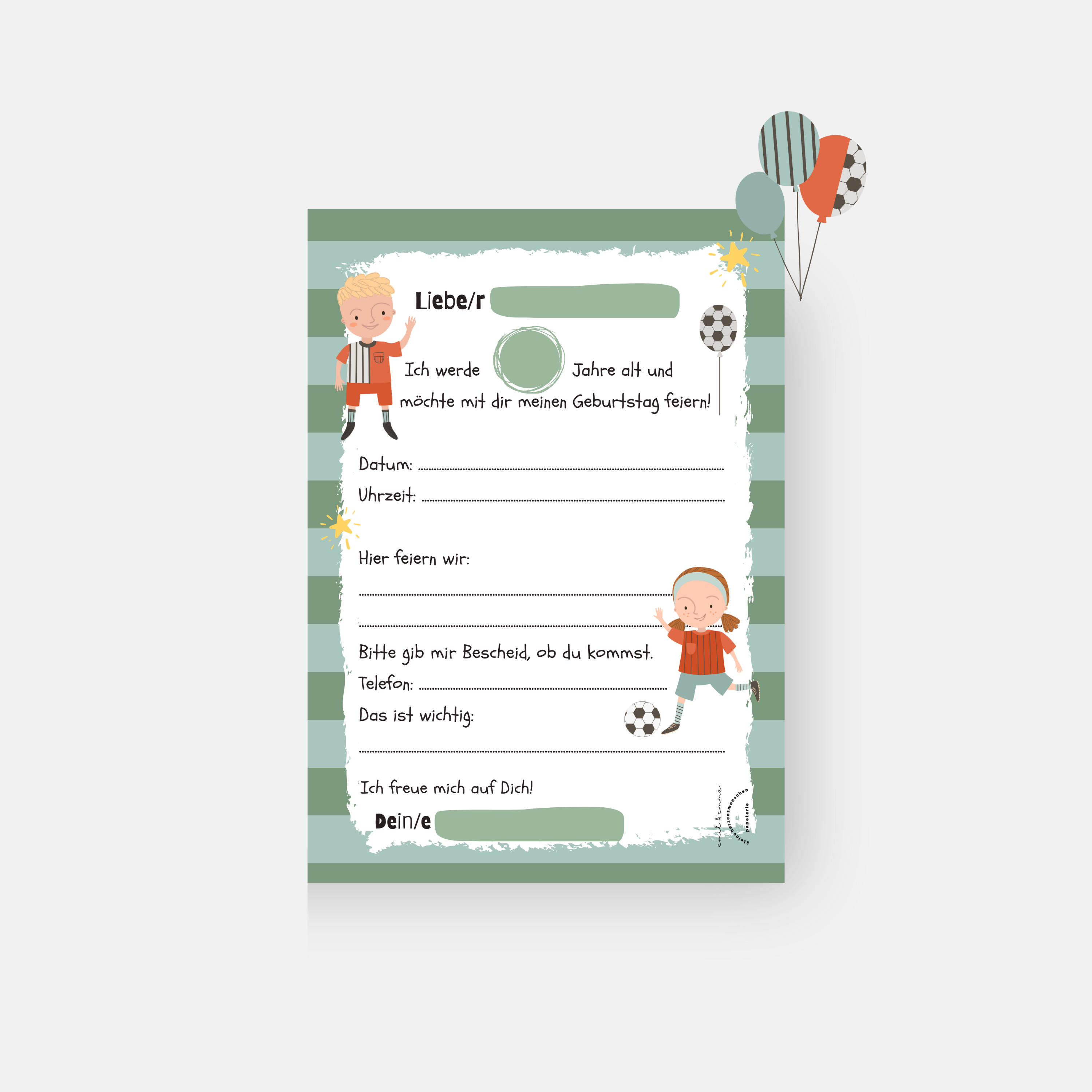 Fußball Einladungskarte