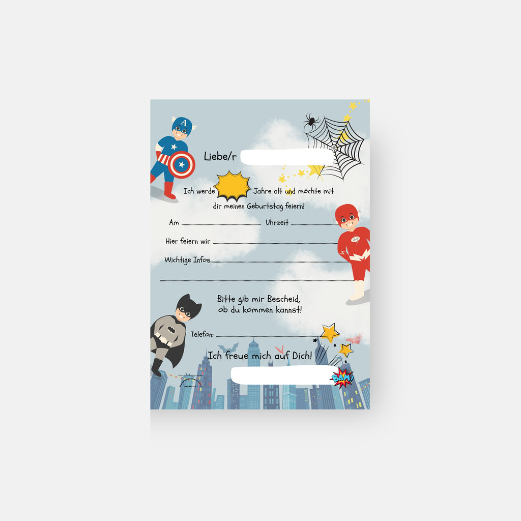 Superhelden Einladungskarten