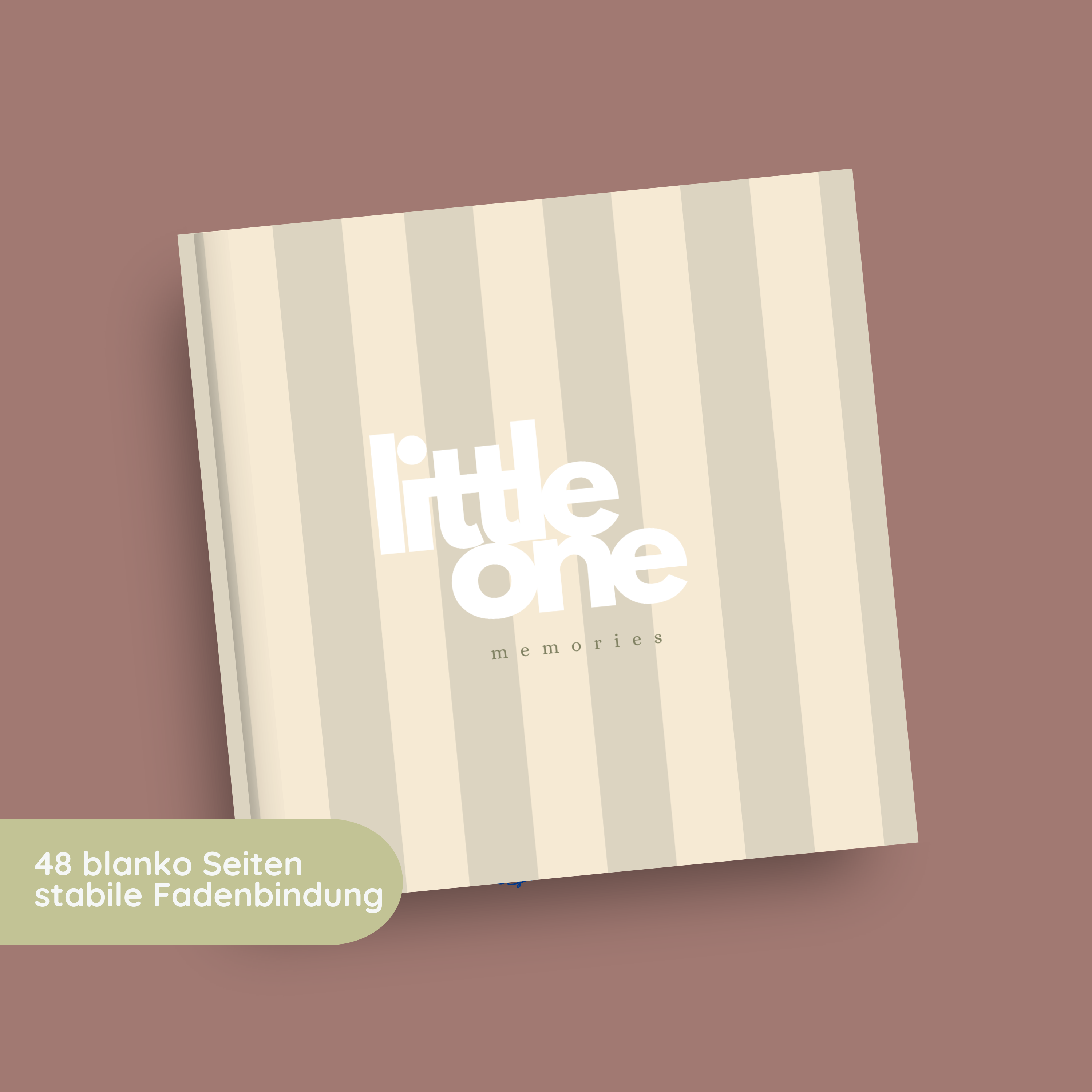Bald zurück! Babyparty Erinnerungsbuch und Gästebuch beige stripes