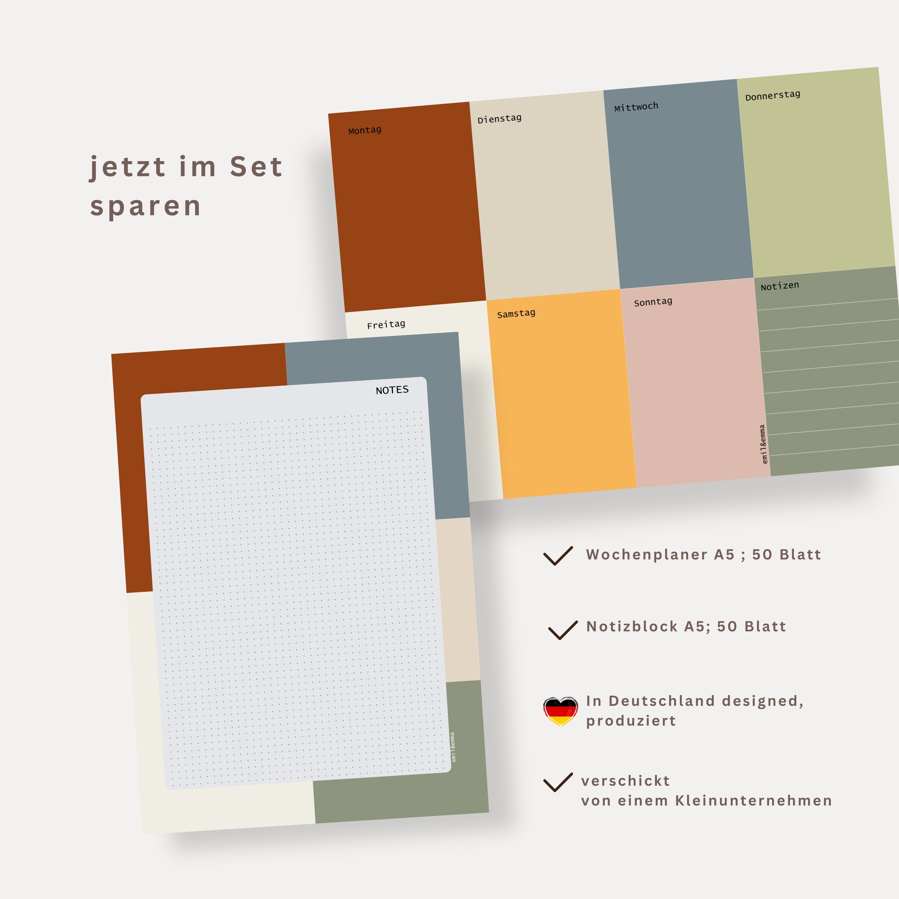 Set Calm Colors Wochenplaner+Notizblock