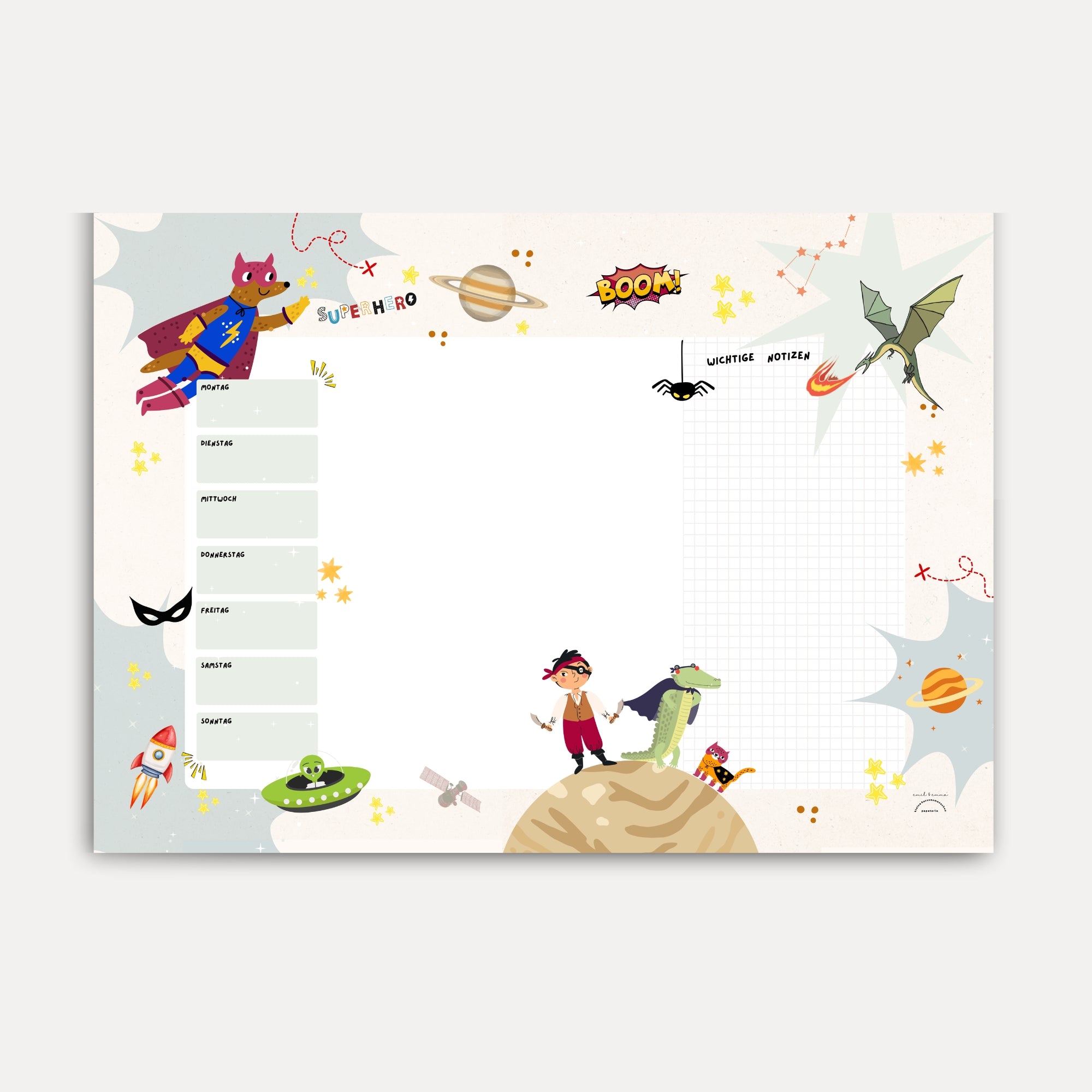 Schreibtischunterlage Superhelden & co.