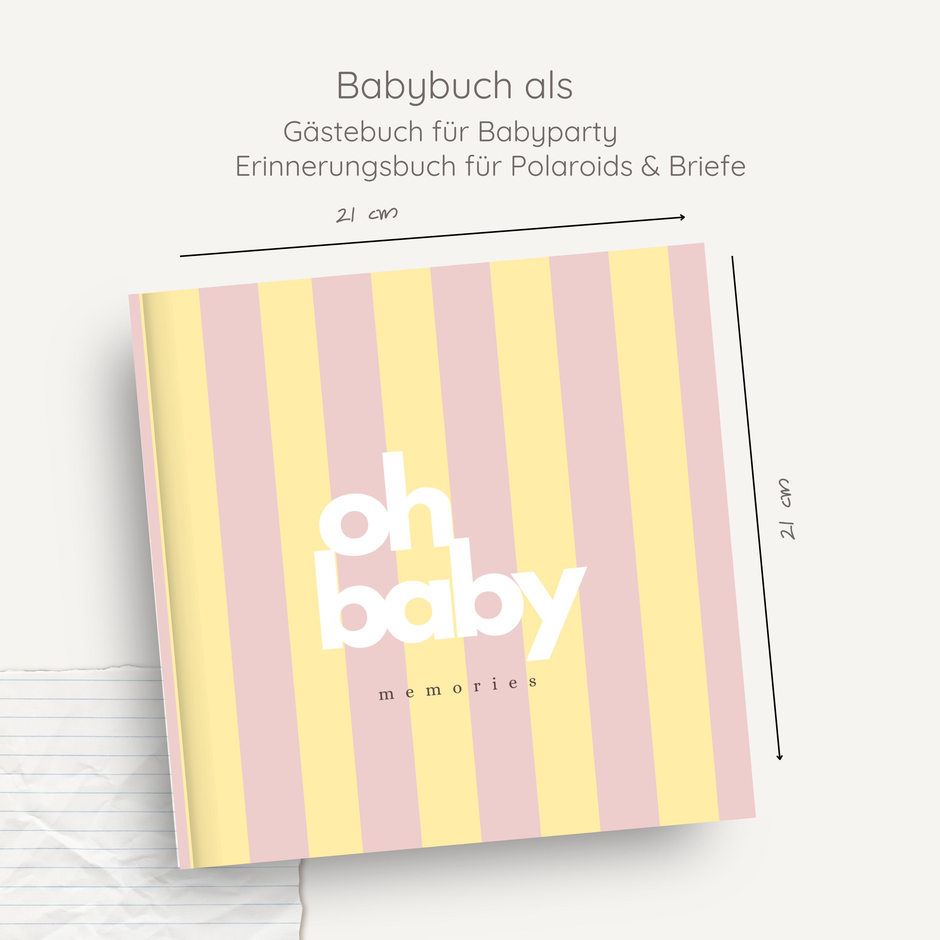 Babyparty Erinnerungsbuch und Gästebuch olive