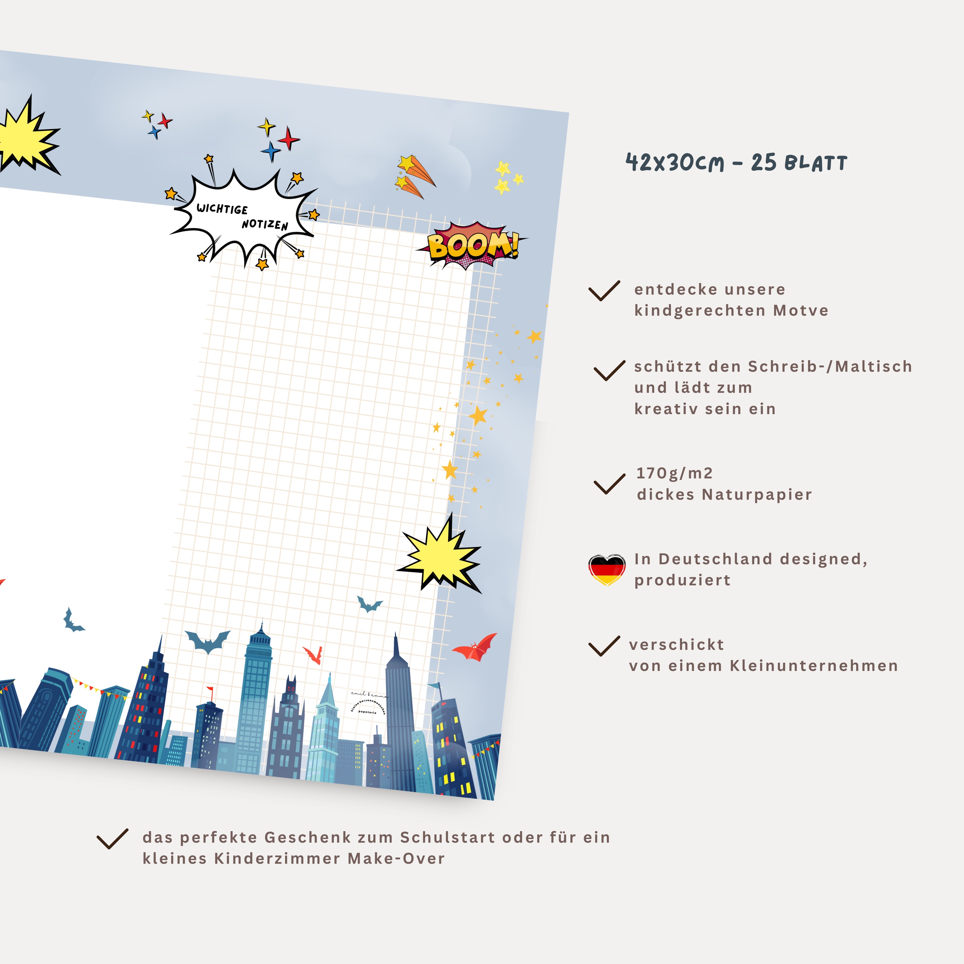 Schreibtischunterlage Superhelden