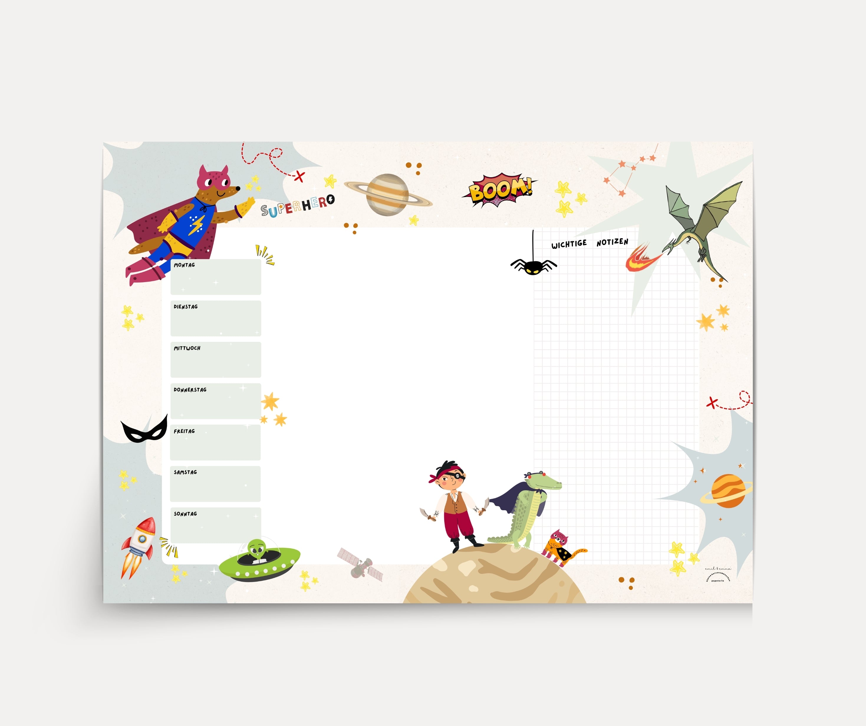 Schreibtischunterlage Superhelden & co.