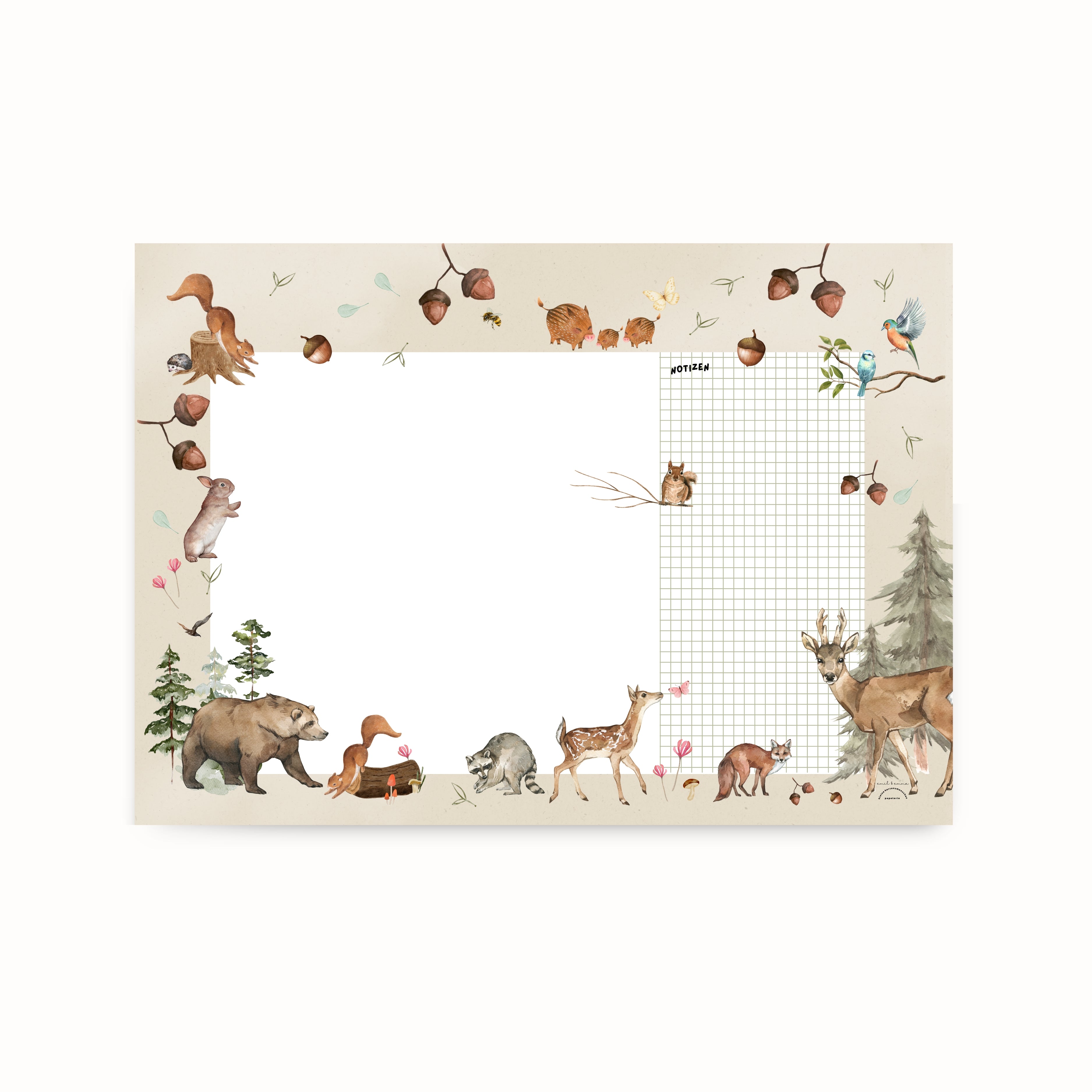 Schreibtischunterlage Waldtiere beige