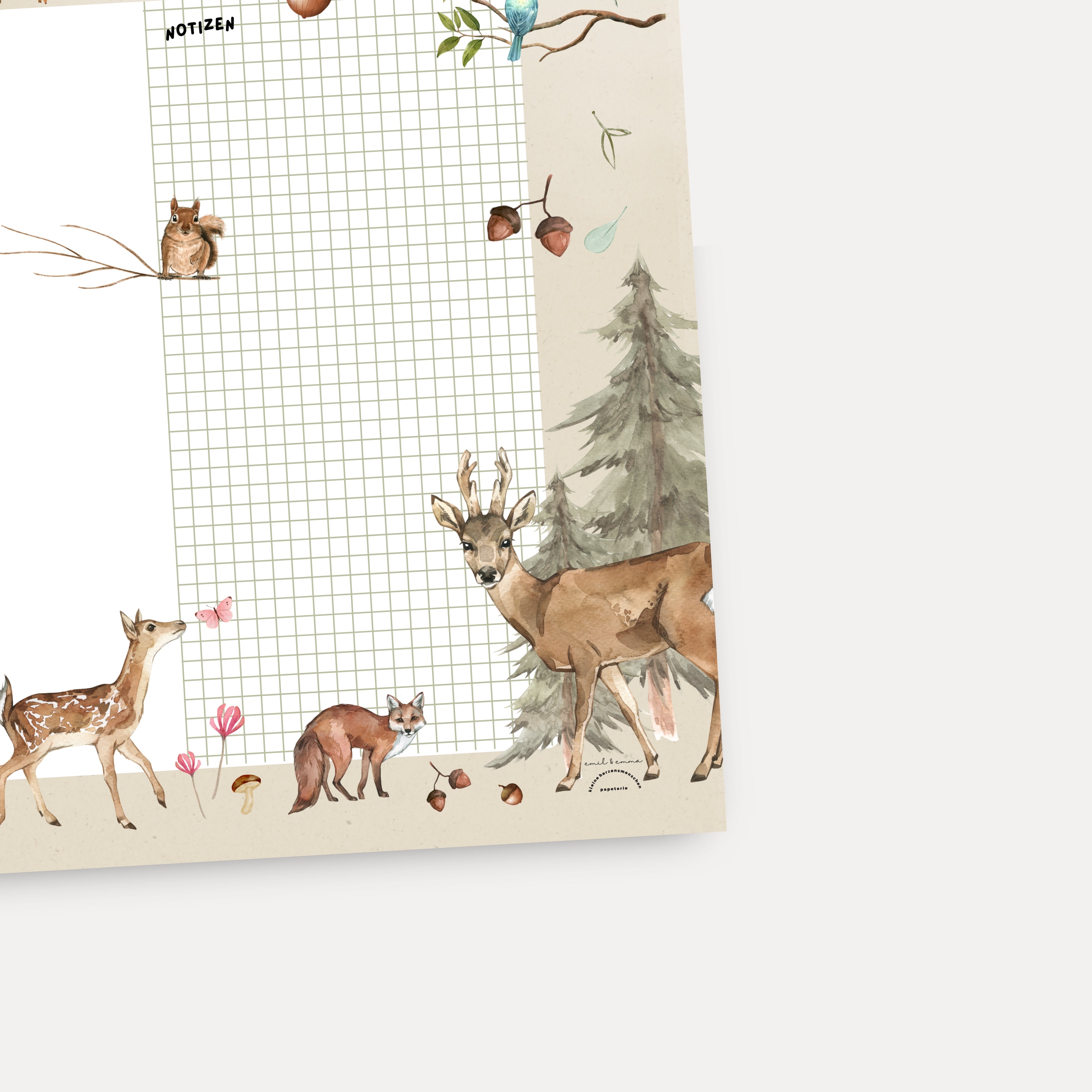 Schreibtischunterlage Waldtiere beige
