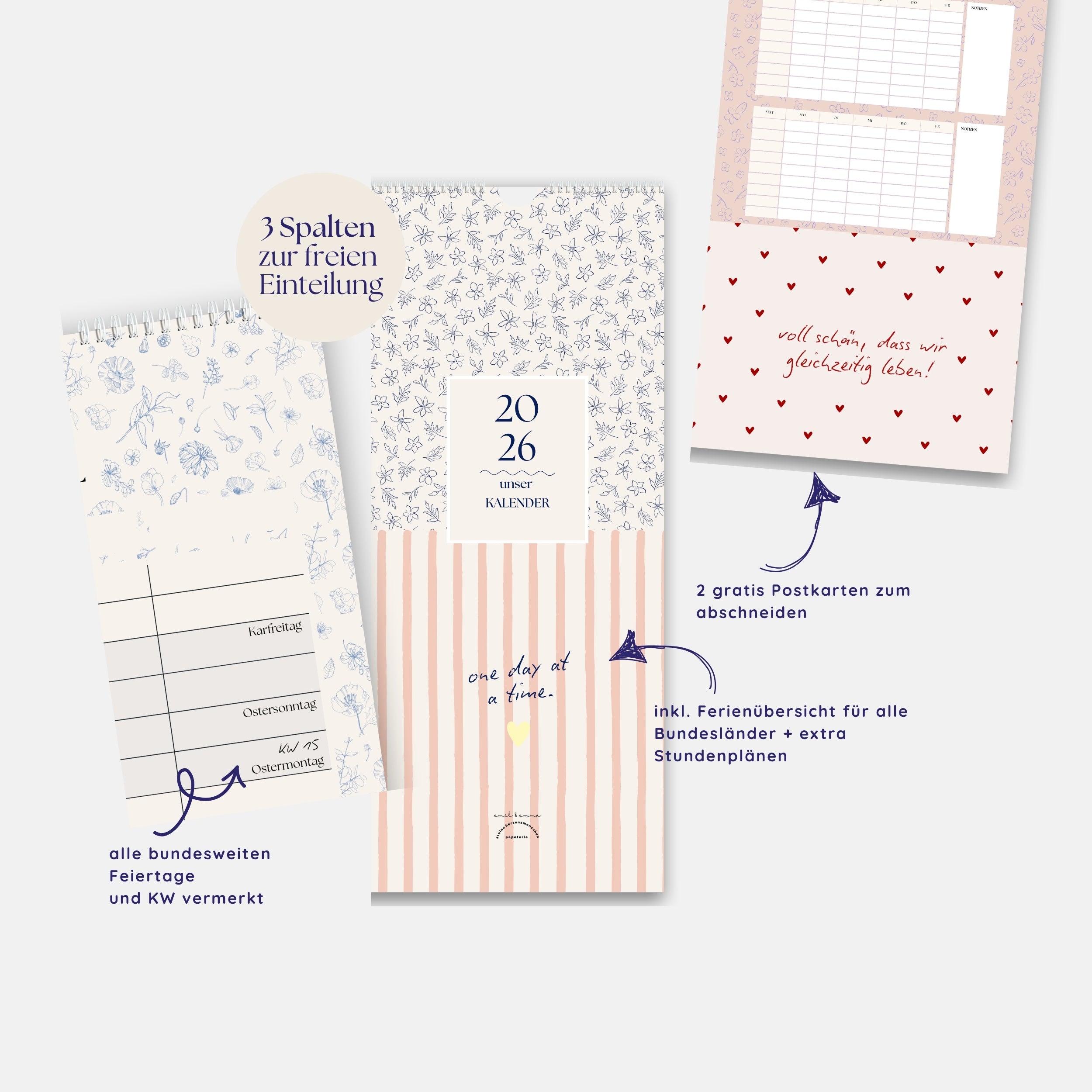 Küchenkalender 2026 mit 3 Spalten