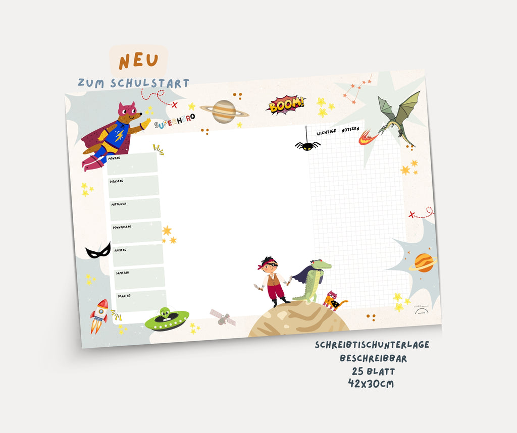 Schreibtischunterlage Superhelden & co.