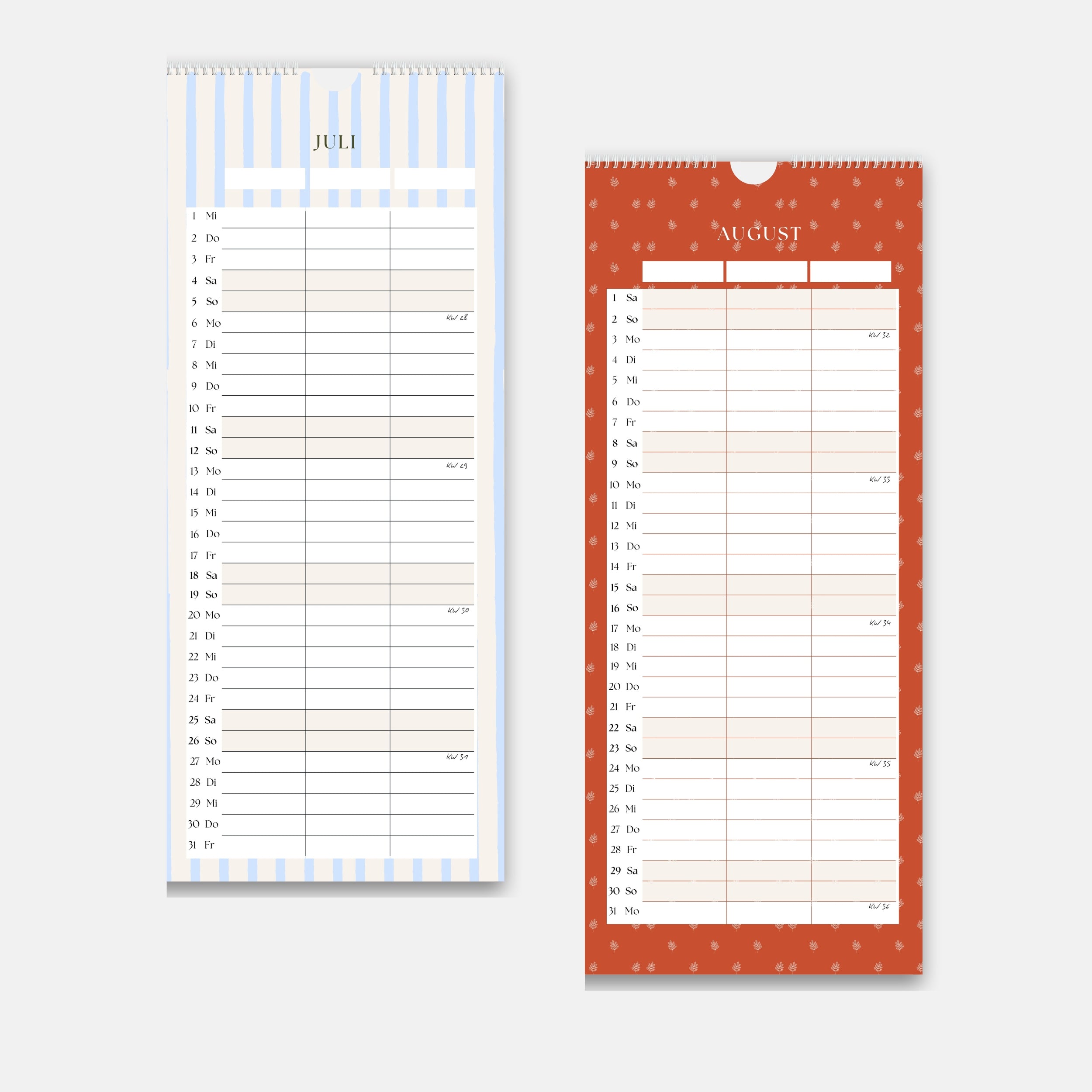 Küchenkalender 2026 mit 3 Spalten