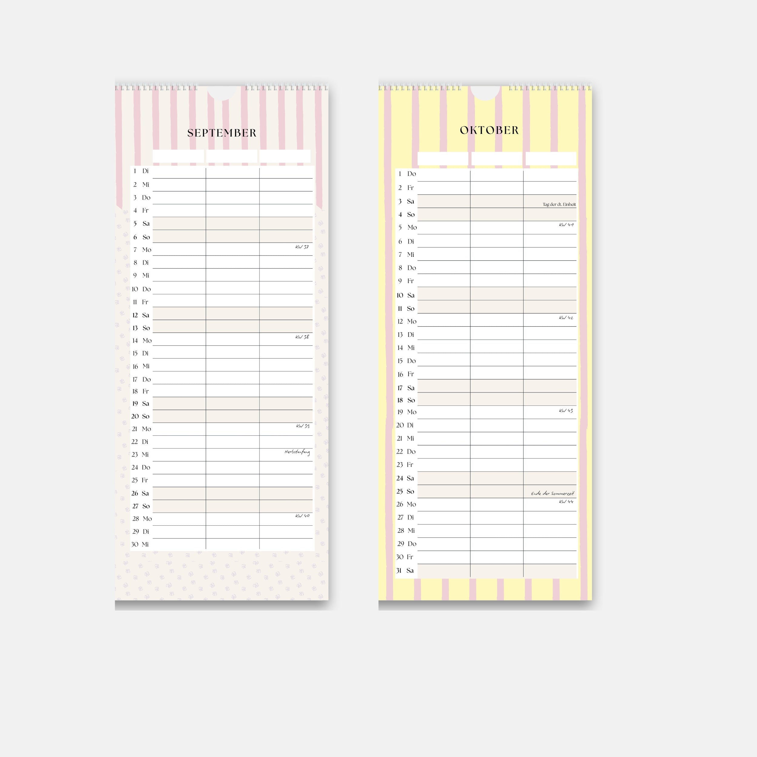 Küchenkalender 2026 mit 3 Spalten