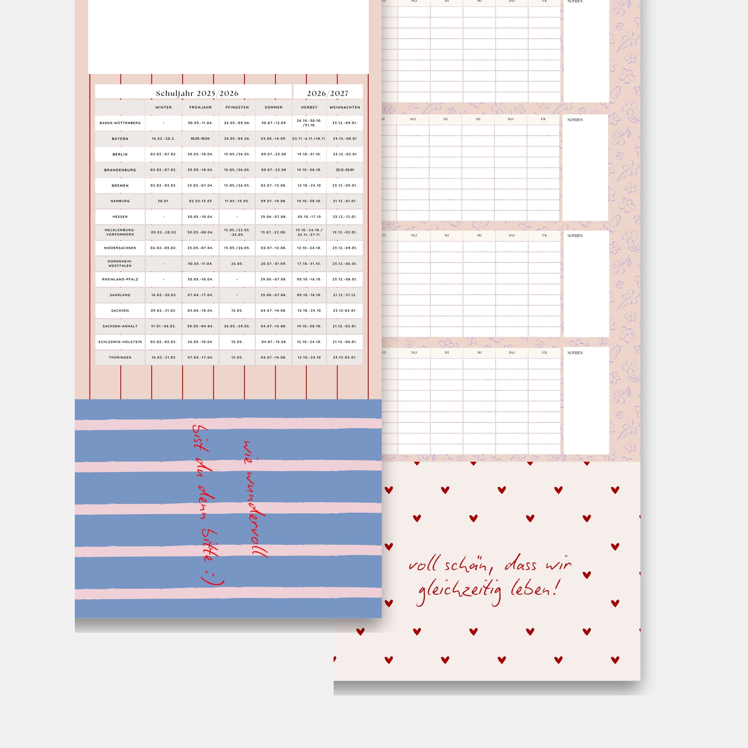 Küchenkalender 2026 mit 3 Spalten