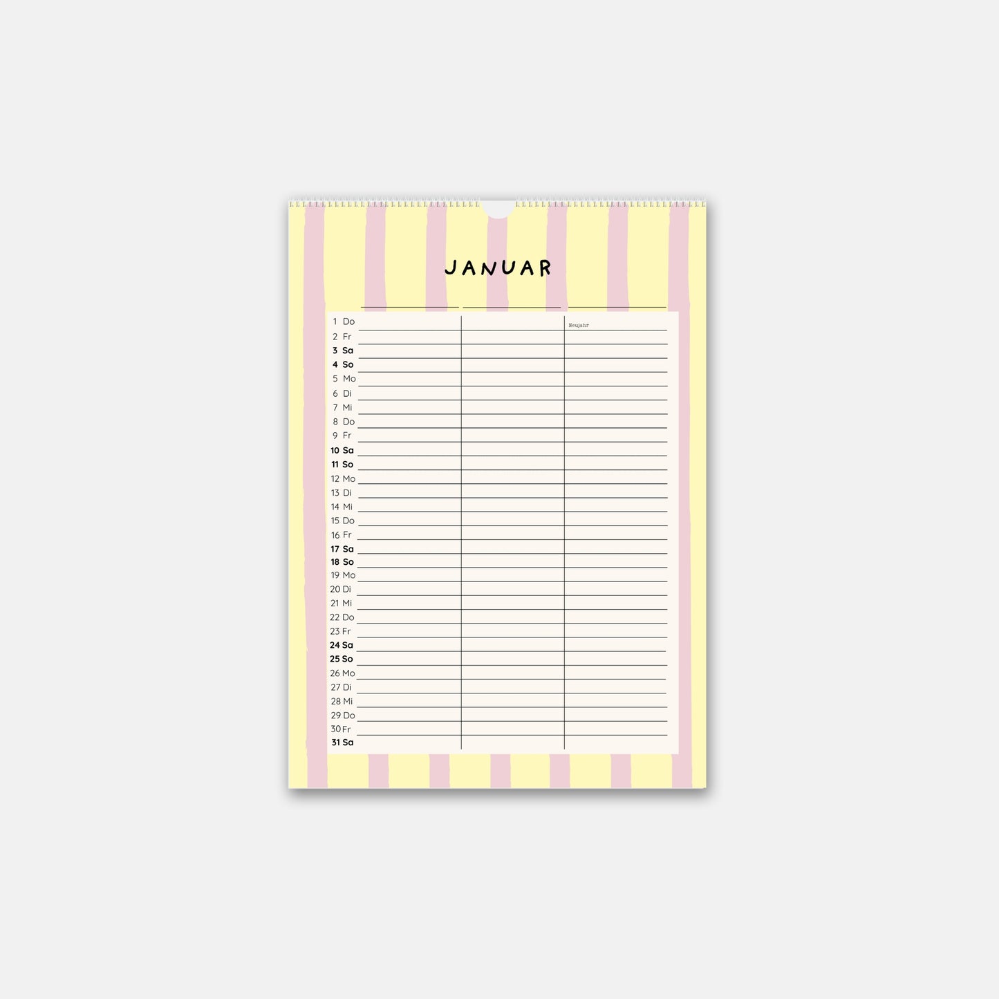 Wandkalender 2026 mit 3 Spalten "Marmeladenglasmomente"