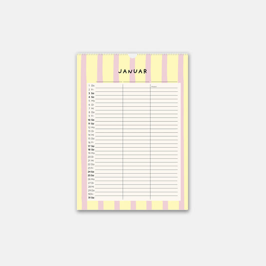 Wandkalender 2026 mit 3 Spalten "Marmeladenglasmomente"