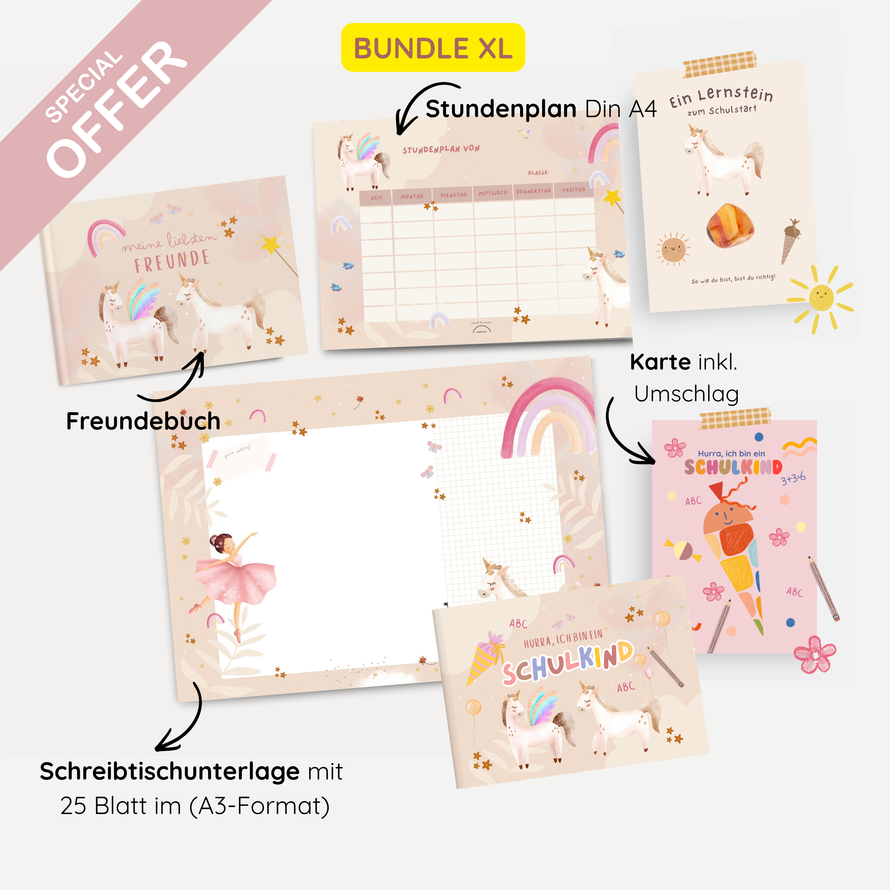 Set zur Einschulung Einhorn