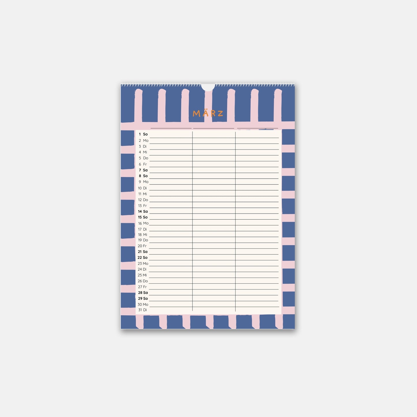 Wandkalender 2026 mit 3 Spalten "Marmeladenglasmomente"