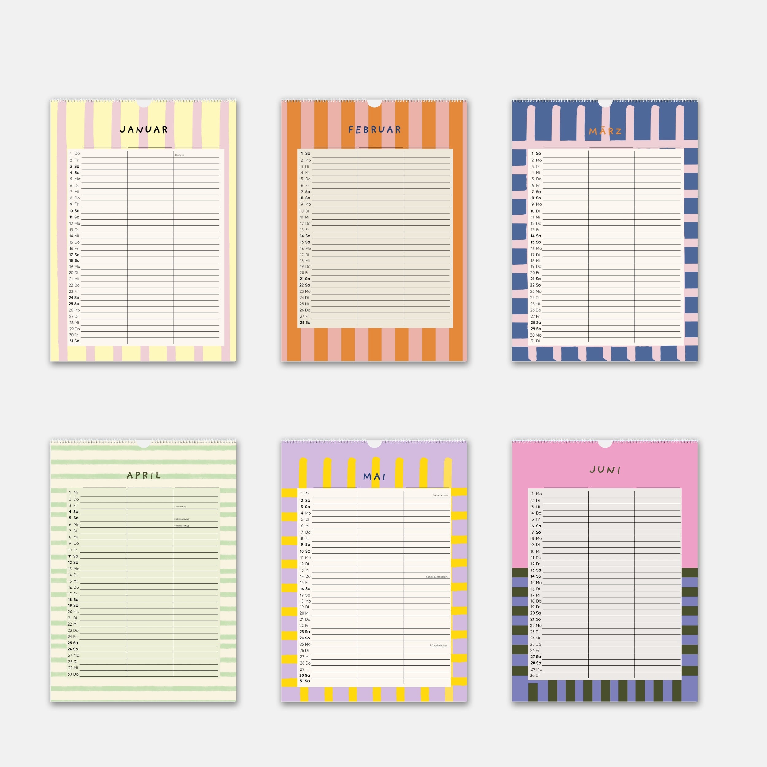 Wandkalender 2026 mit 3 Spalten "Marmeladenglasmomente"