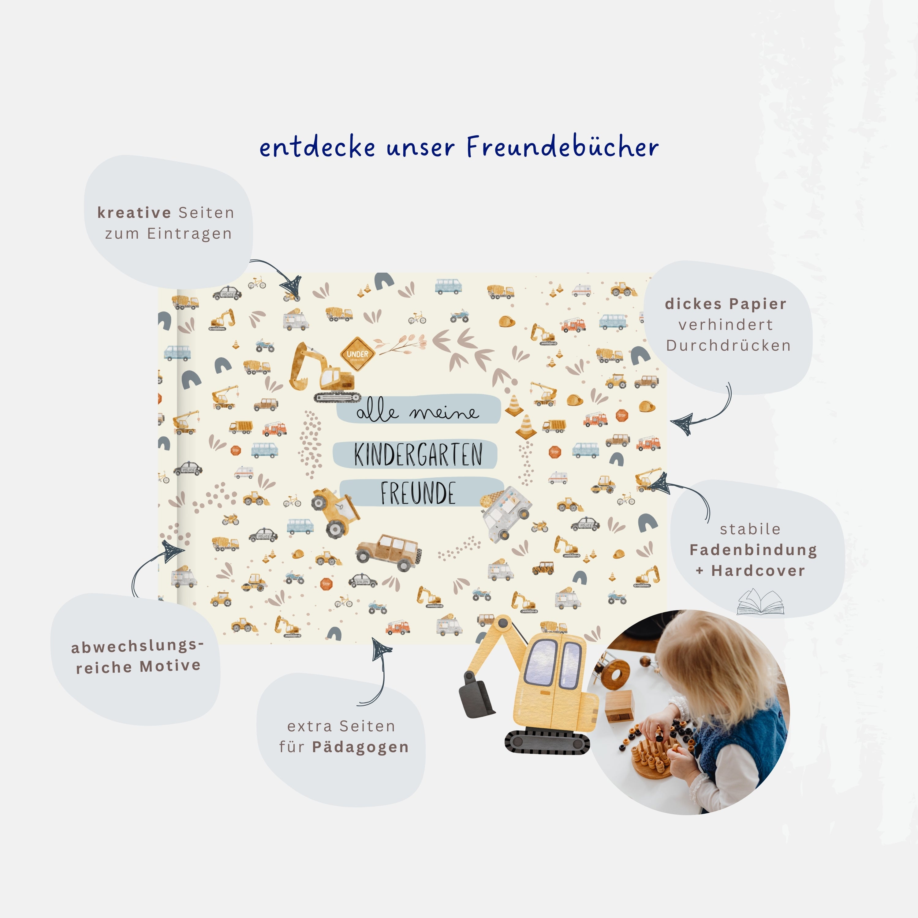 Freundebuch Bagger und Fahrzeuge - Kindergarten