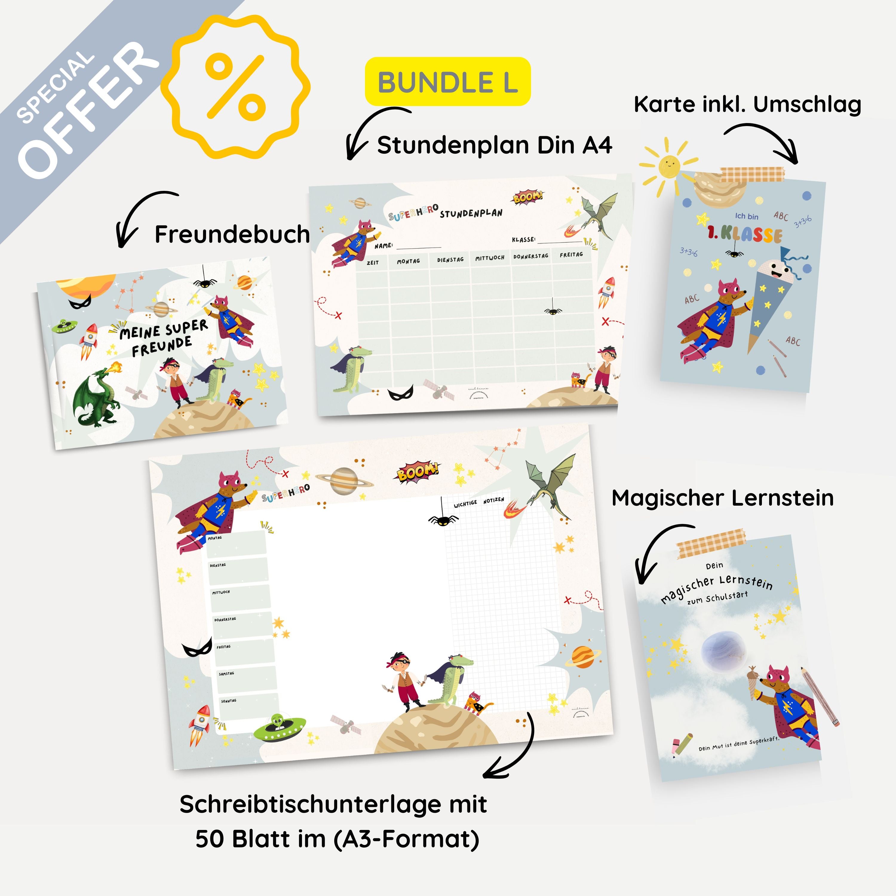 Set zur Einschulung Superhelden
