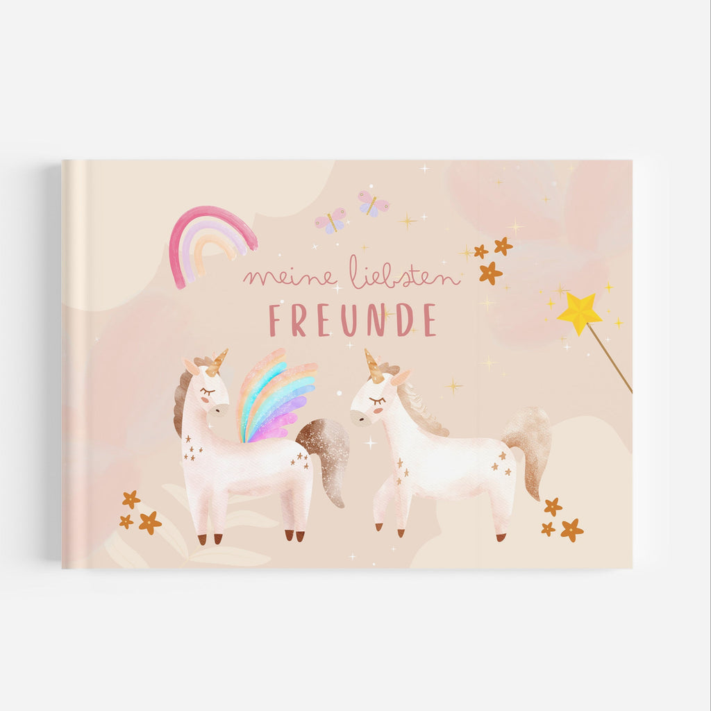 Freundebuch für Mädchen mit Einhornmotiven Kindergarten und Grundschule