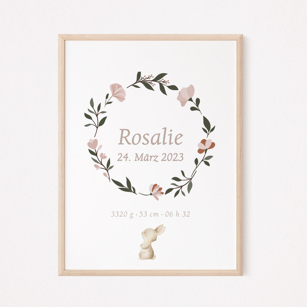 Geburtsposter Baby Mädchen Personalisiert