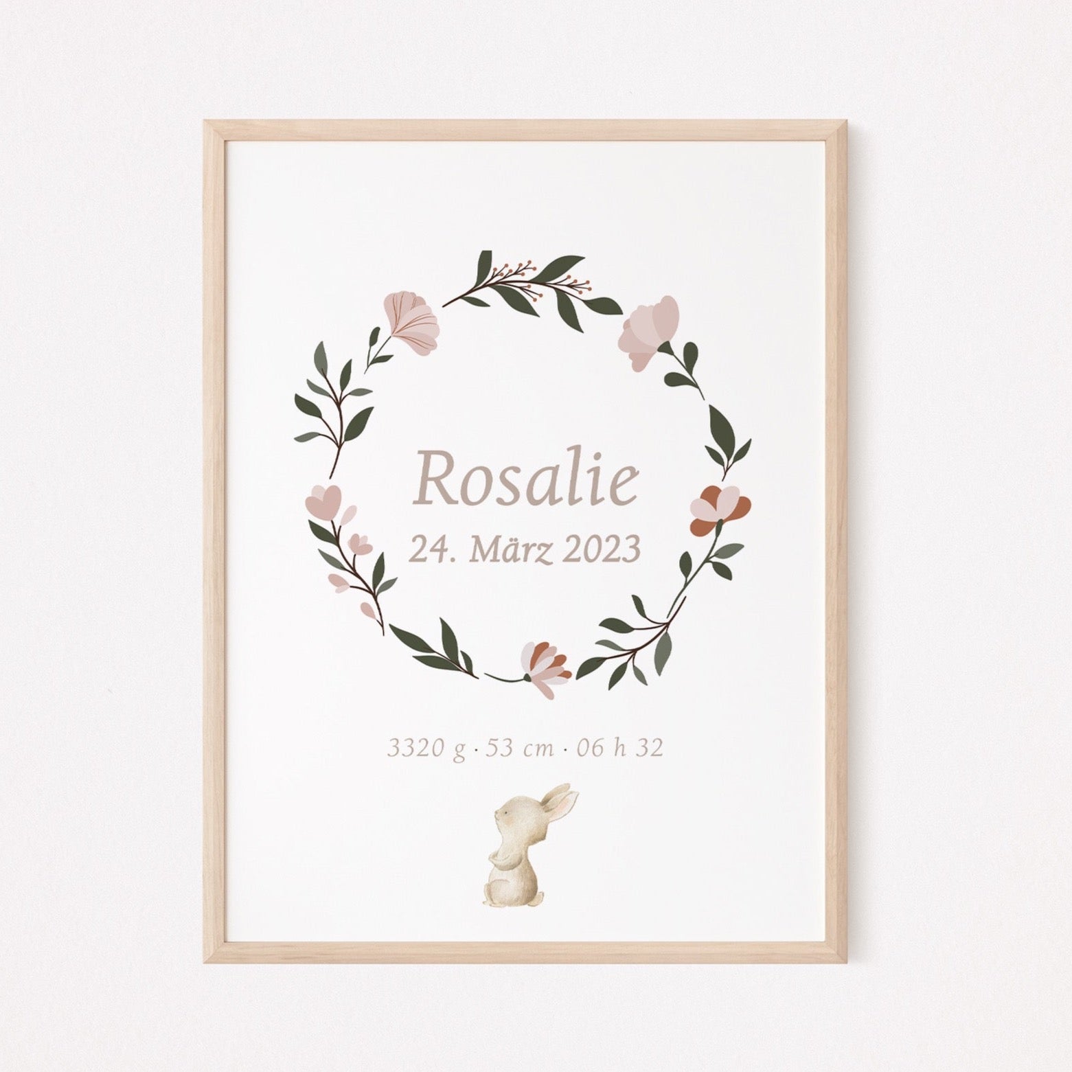 Geburtsposter Baby Mädchen Personalisiert